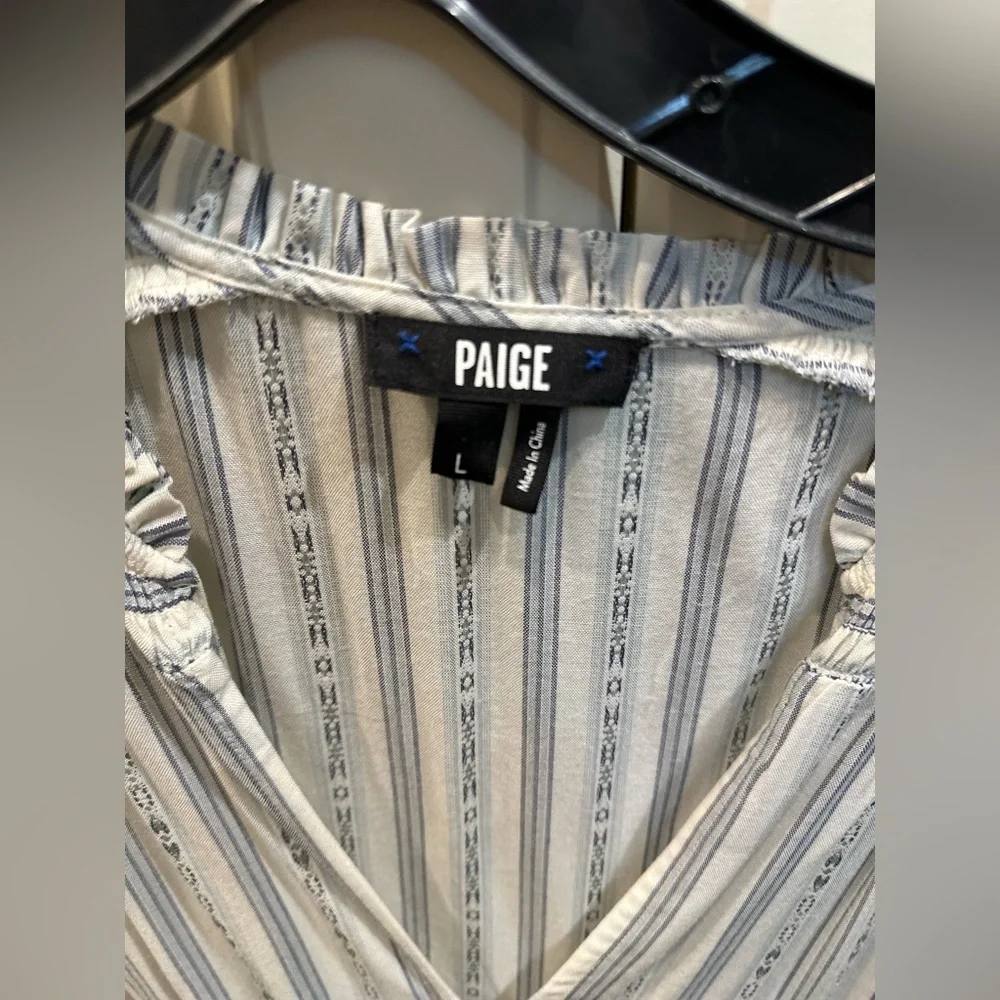 Paige Kylenn long sleeve tie waist flounce hem striped dress size Large- MINT - Picture 8 of 11